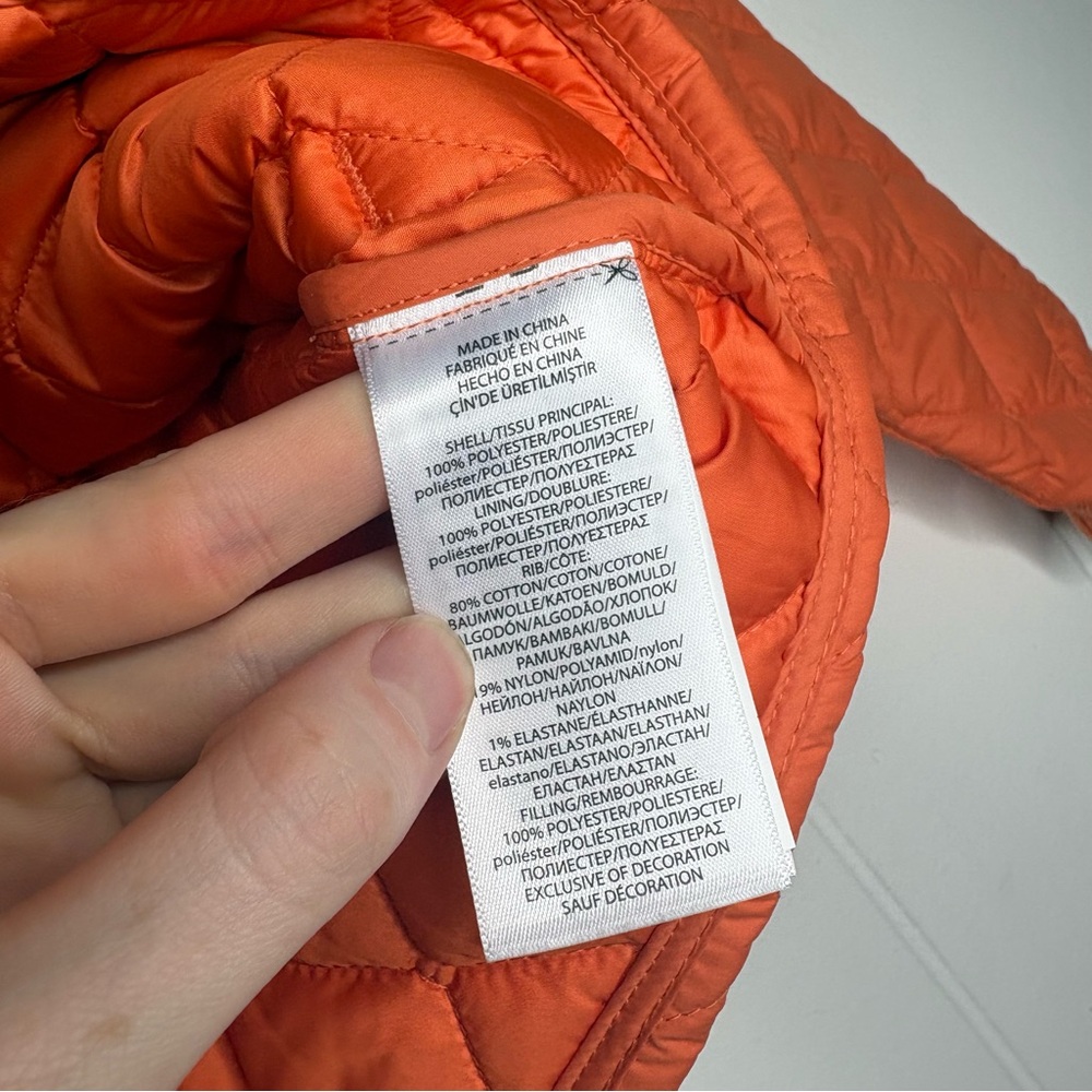POLO Ralph Lauren Kid’s Size 7 Orange Quilted Lightweight Jacket Spring Logo - Picture 8 of 8